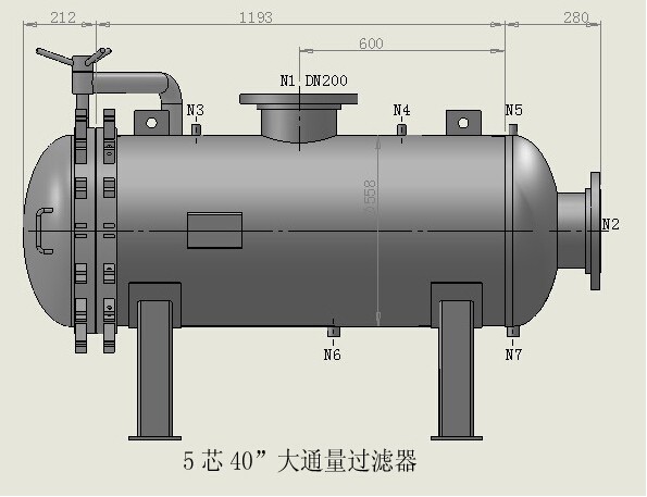 大流量過濾器臥式結(jié)構(gòu)圖